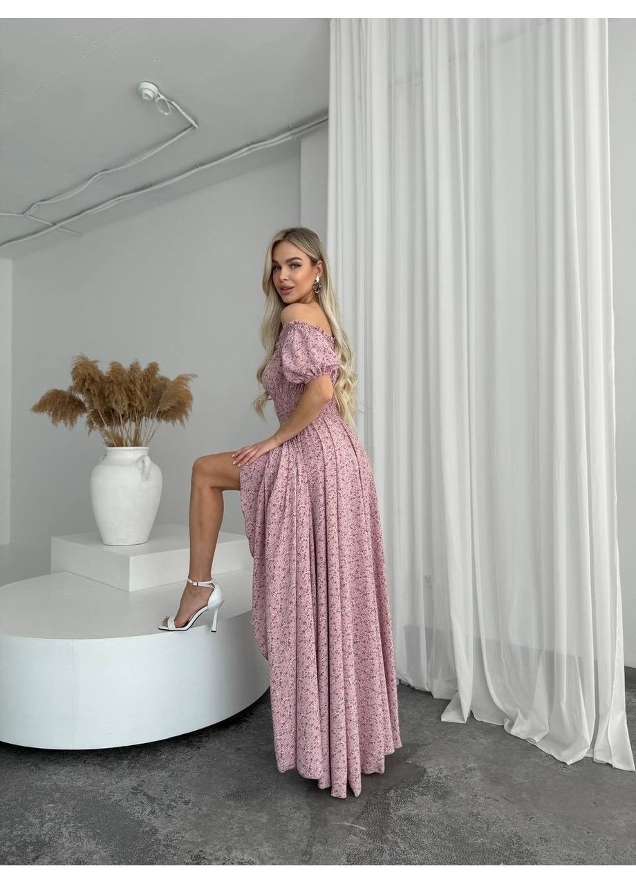 Лавандова святковий, вечірня, кежуал жіноча сукня максі а-силует Style Point з квітковим принтом