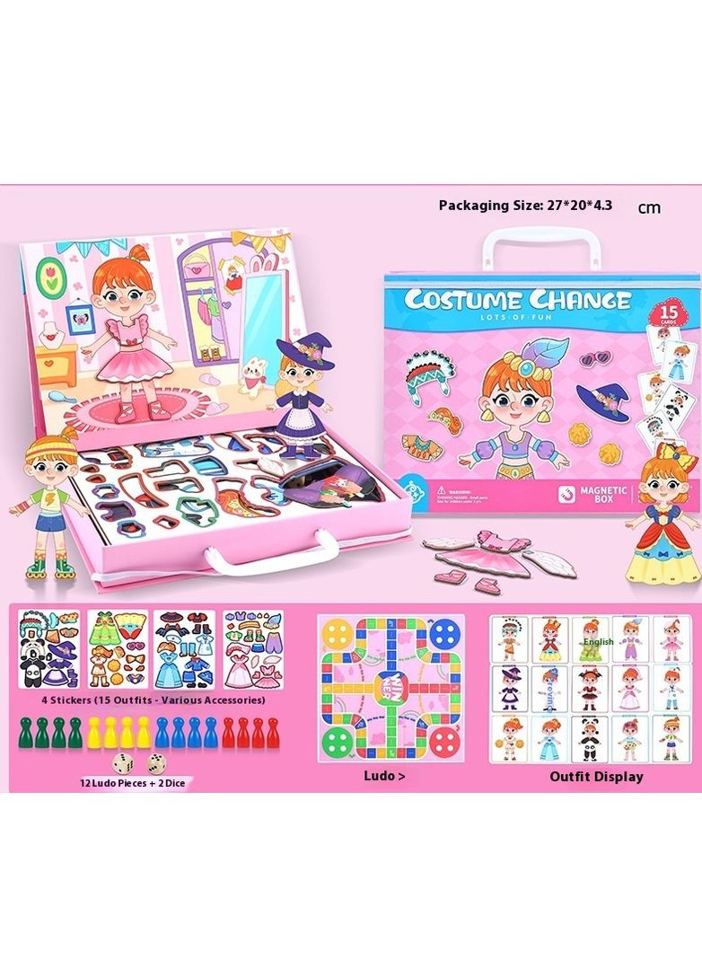 Магнитная игра “Одень куклу” в чемоданчике • Развивающий магнитный набор для девочек с одеждой и аксессуарами No Brand (371788139)