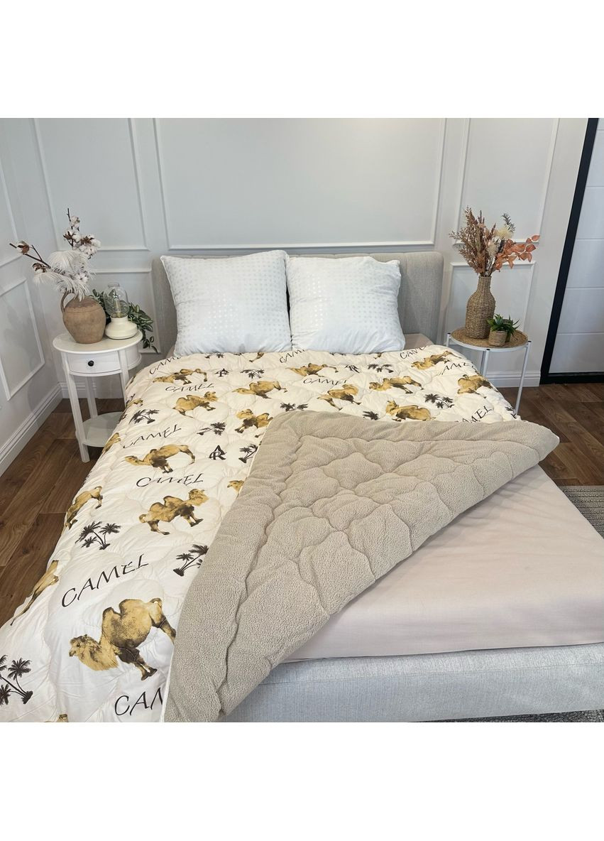 Ковдра полуторна відкрита двостороння з вовни Camell Wool 21436 150х210 см бежева Arda (365964947)