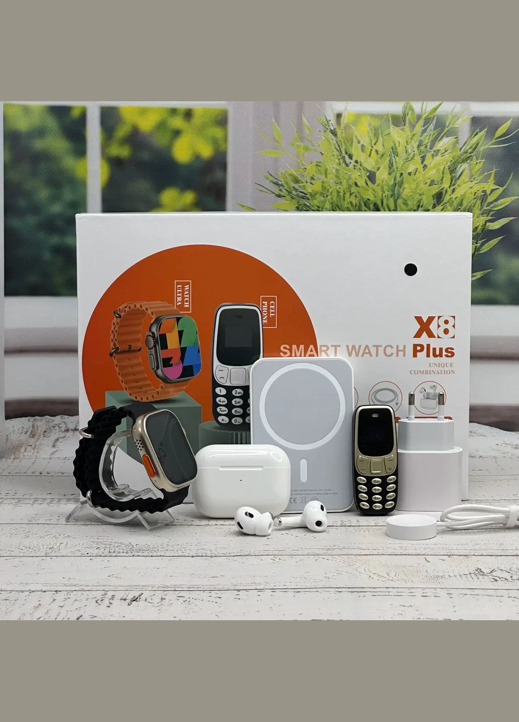 Набір смарт годинник Ultra 2 навушники air pro powerbank кнопковий телефон зарядний блок комплект Smart Watch (334314659)