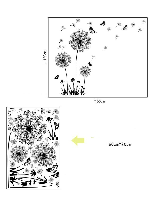 Наклейка інтер'єрна на стіну Green Life Кульбаби 130х165 см (DF5125) Diamond (332992987)