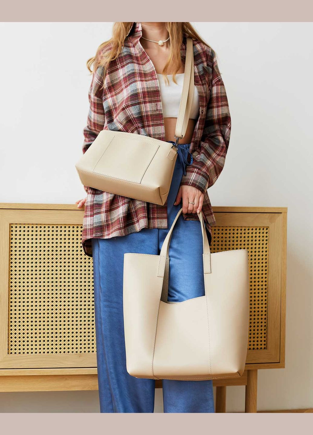 Женская сумка 2в1 серая Трейс: шопер и кроссбоди (znocha-sumka-trejs) WeLassie (342199671)