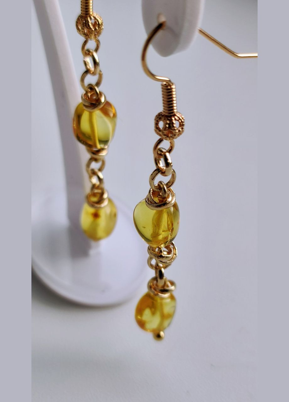 Сережки 2493 з натурального бурштину Медовий відтінок MINOV (311310469)