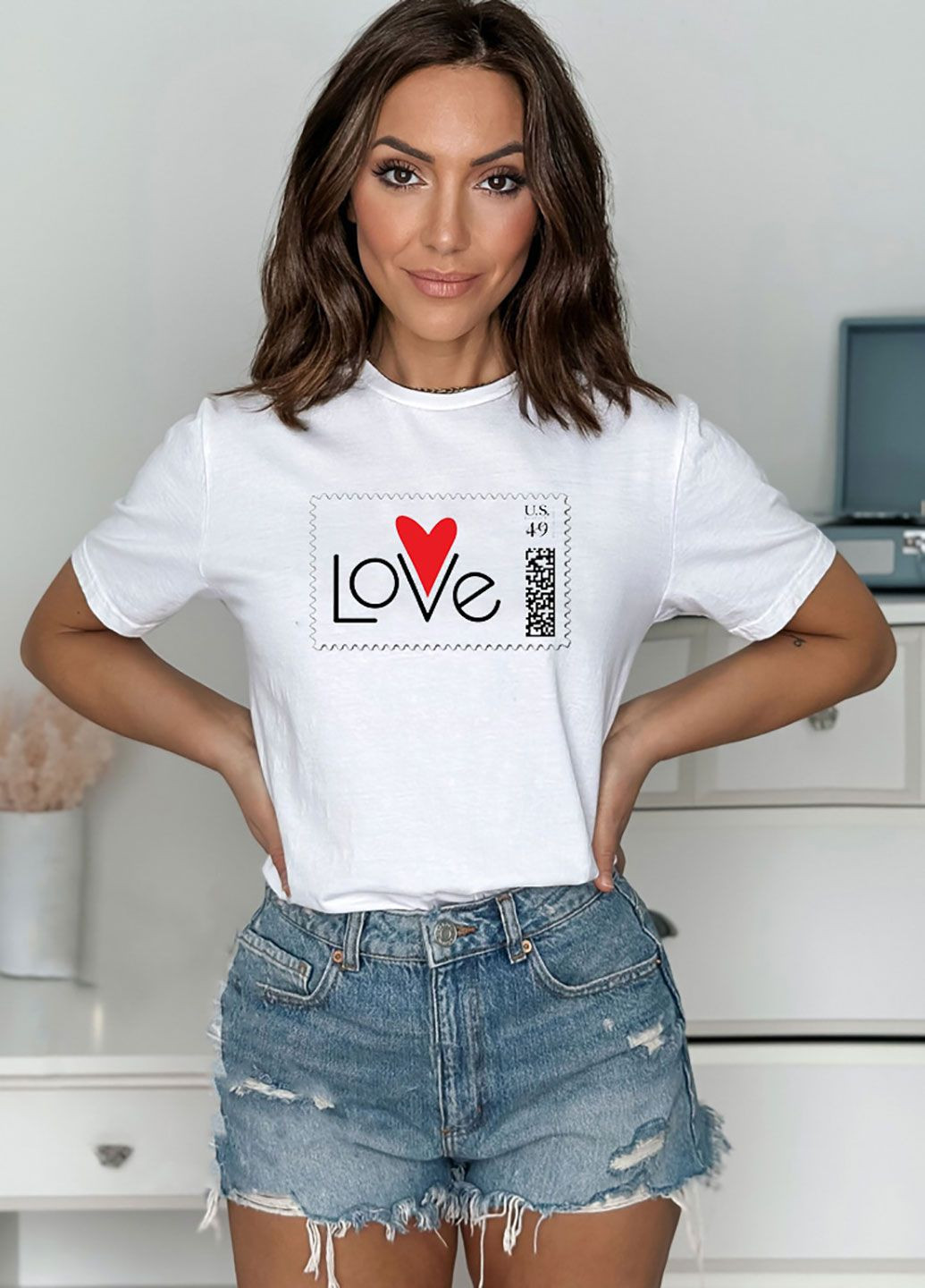 Белая летняя футболка женская белая scan love Love&Live