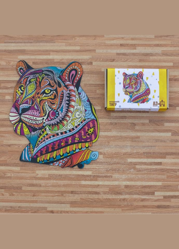 Фигурный деревянный пазл A3 "Загадочный тигр" PuzA300726, 129 элементов PuzzleOK (315352138)