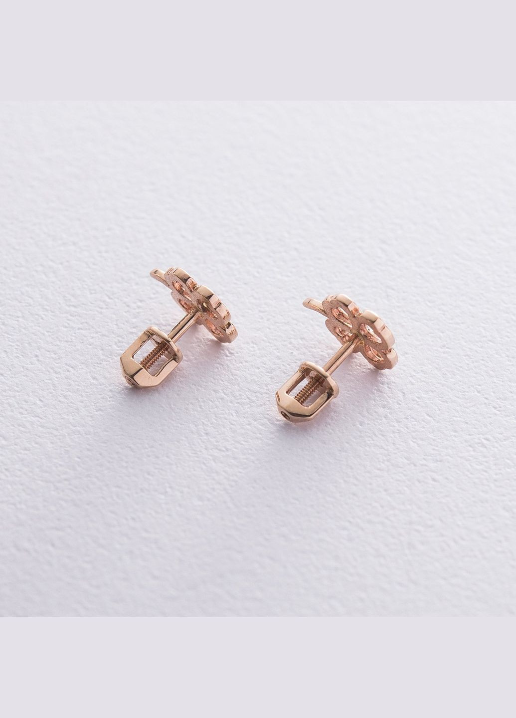 Сережки - пусети Конюшина в червоному золоті с06643 Oniks (264024385)