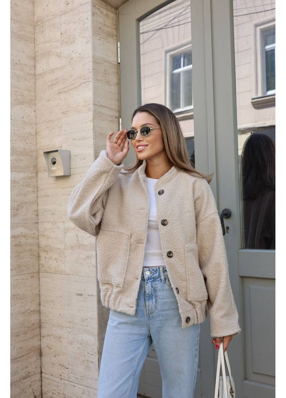 🧥 Бомбер из ткани баранец | Стиль ZARA | Размерная сетка в описании DK/DL Мода без кордонів на пуговицах (360861367)