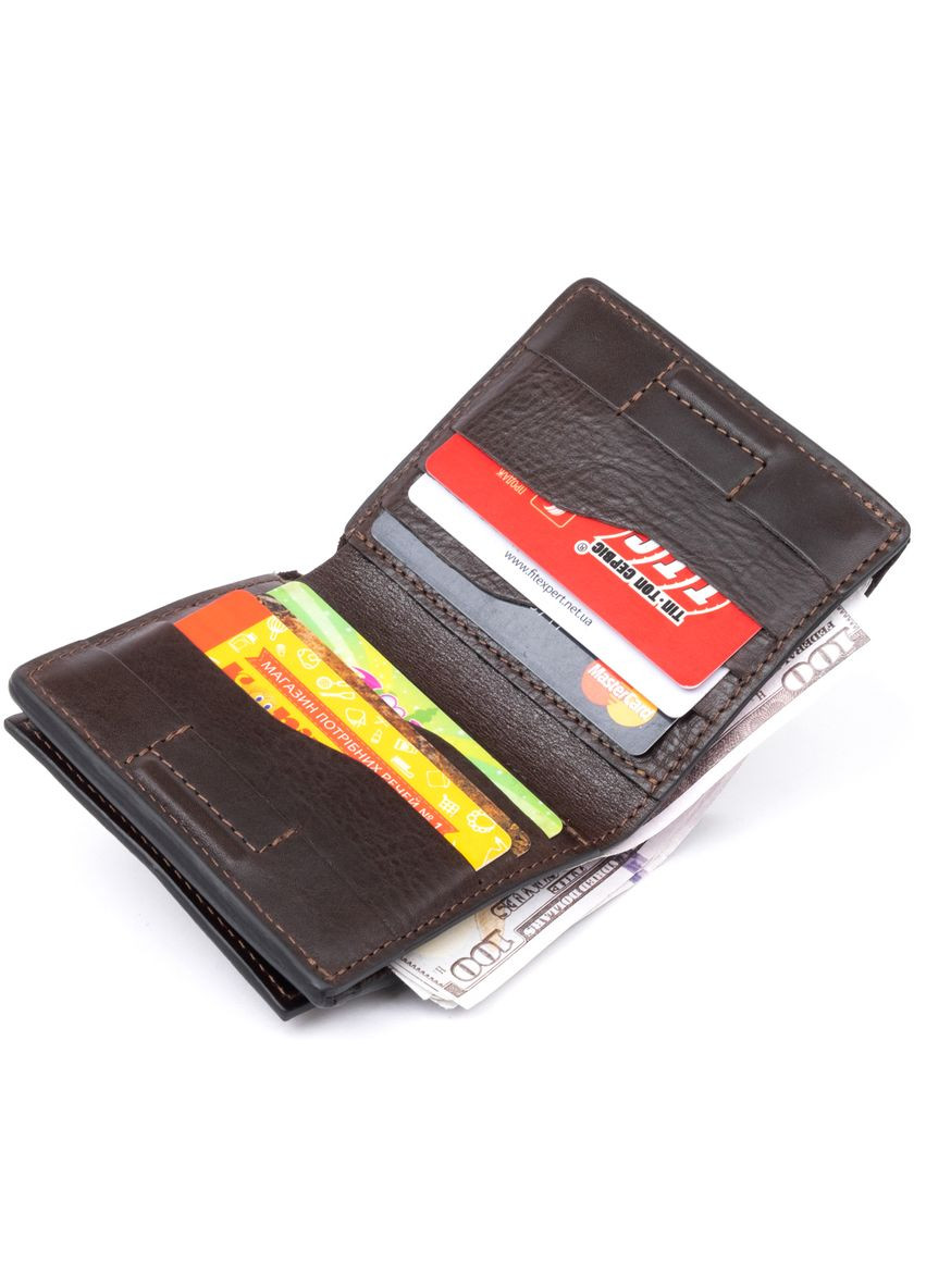 Вертикальное глянцевое Кожаное портмоне мужское с накладной монетницей 11330 Шоколадное Grande Pelle (306882044)