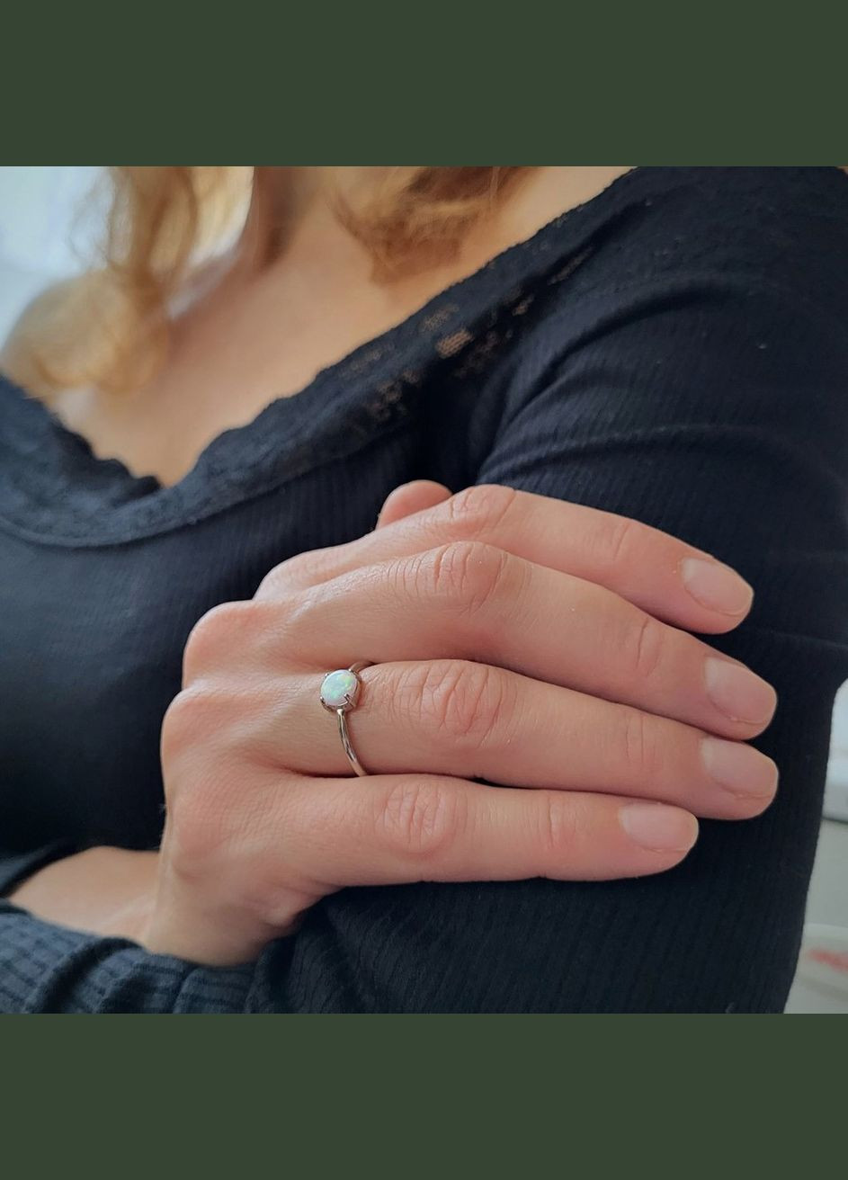 Серебряное кольцо с Белым Опалом 18.5 размер серебро 925 пробы Родированное кк2опб/1186 No Brand (306743026)