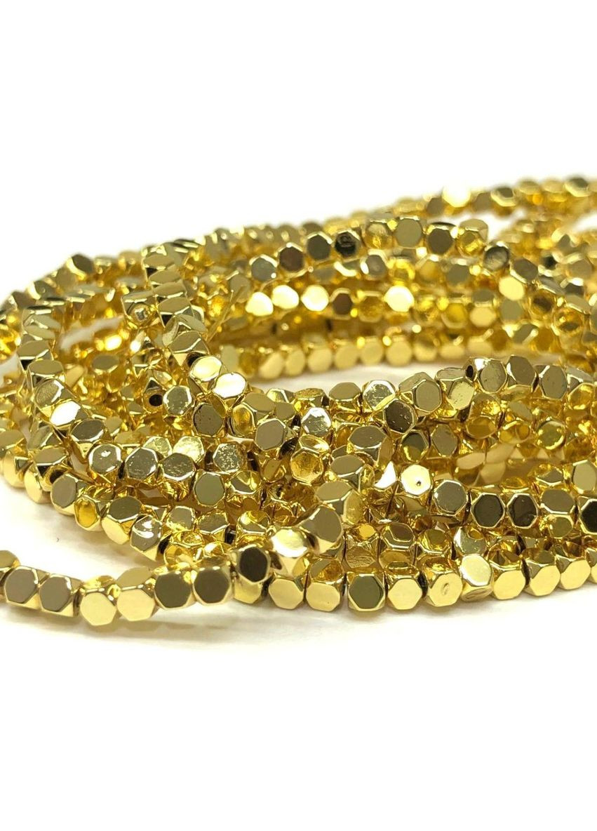 Намистини Гематит шестигранник 2,3х2,3 мм, (165 шт) - Лимонное золото Plus-plus (354798321)