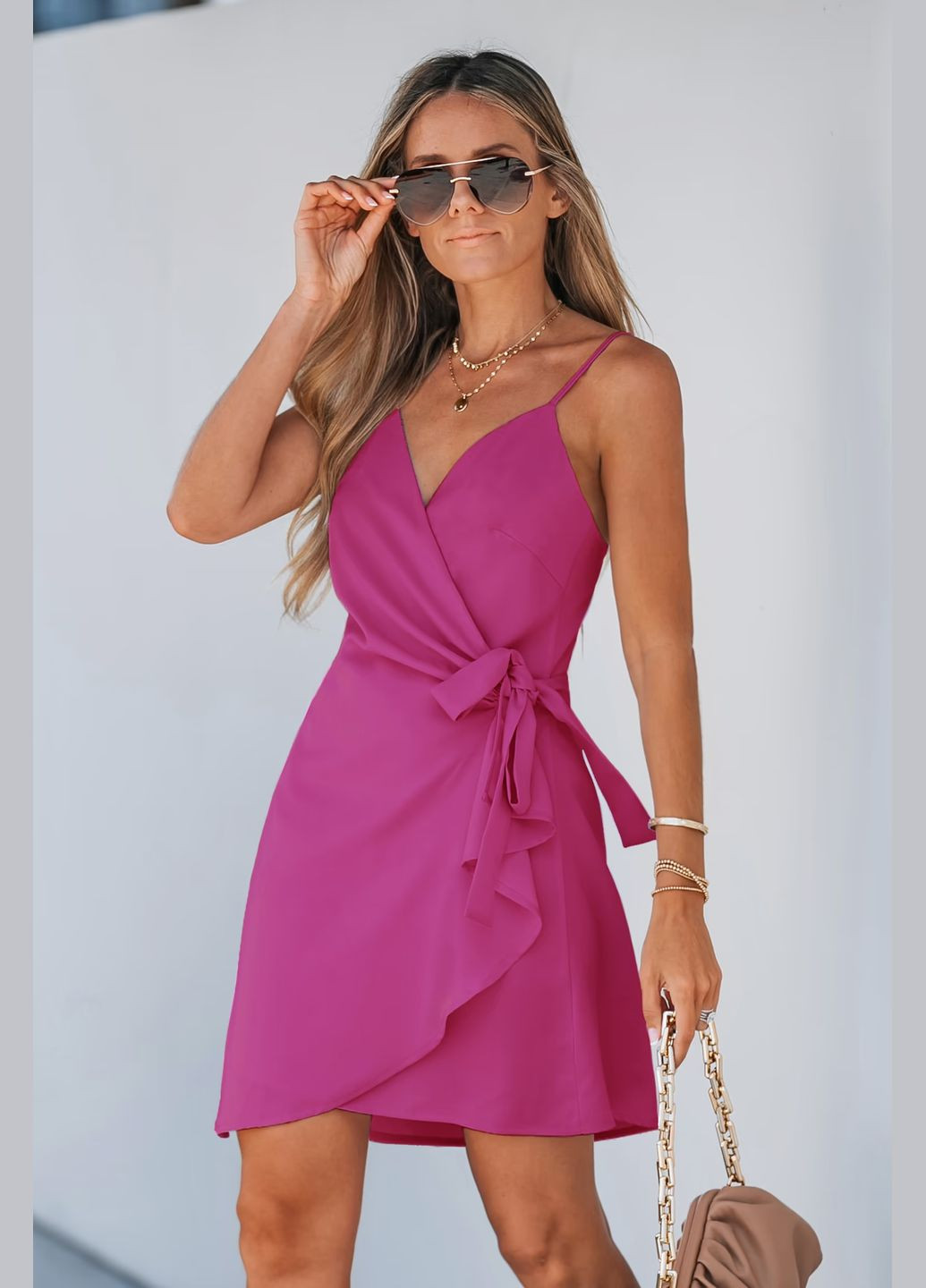 Фуксинова (кольору Фукія) повсякденний плаття, сукня CUPSHE однотонна