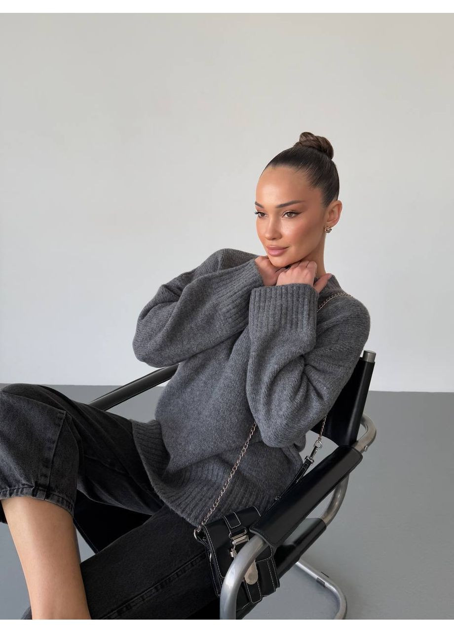 Графитовый демисезонный 🔥 свитер-топ продажа из мягкой вязки – тренд сезона для ярких образов! размерная сетка в описании GD/GL Модний простір