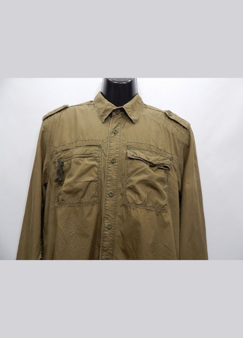 Оливковковая (хаки) кэжуал рубашка No Brand