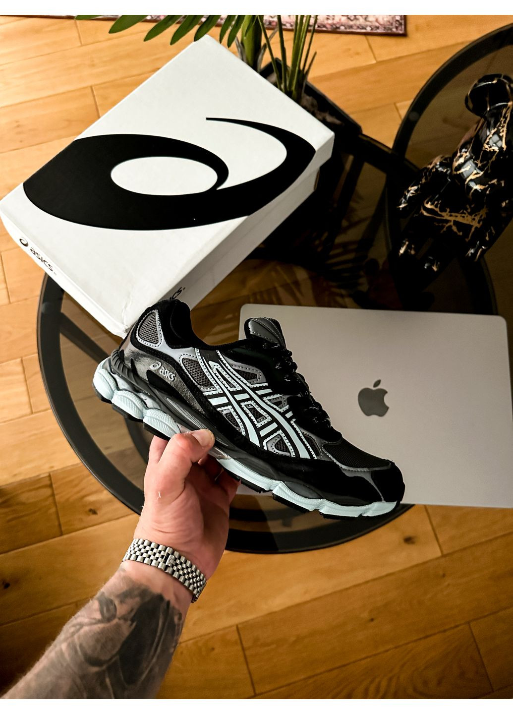 Чорні Осінні кросівки чоловічі і жіночі asics gel-nyc black blue | асікс гель нюк чорні No Brand