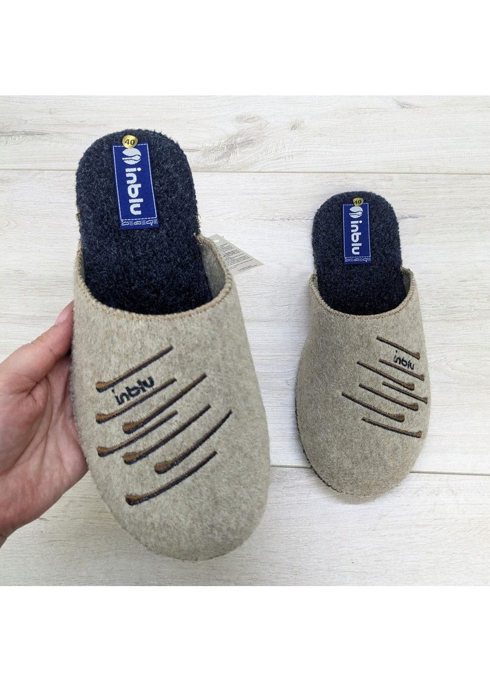 Песочные тапочки мужские фетровые для паркета коричневые Inblu