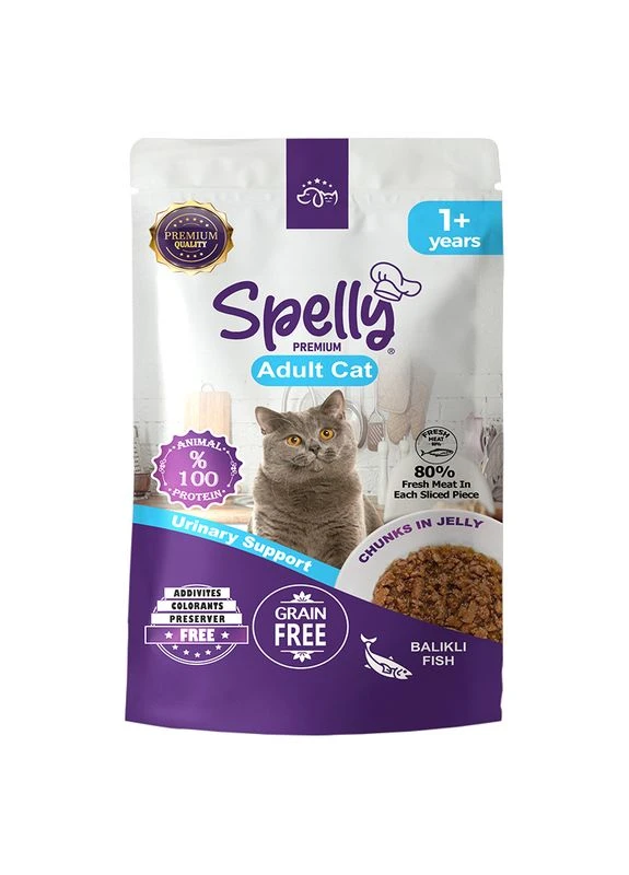 Вологий корм Spelly для дорослих котів РИБА в желе пауч 85г. Hermos (370193384)