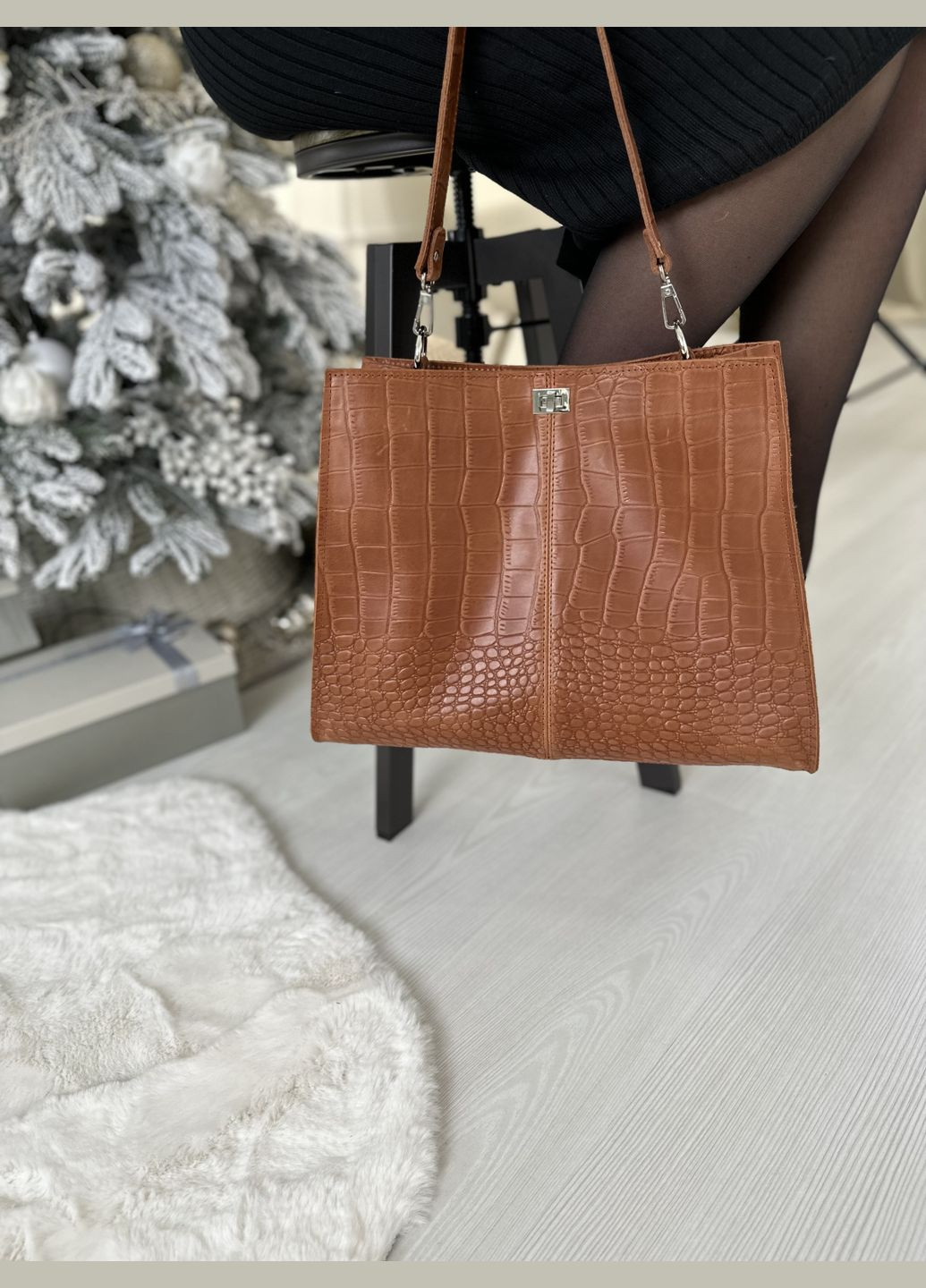 Женская кожаная сумка Глория Коньяк Крокодил Под Заказ Dekey (332055336)