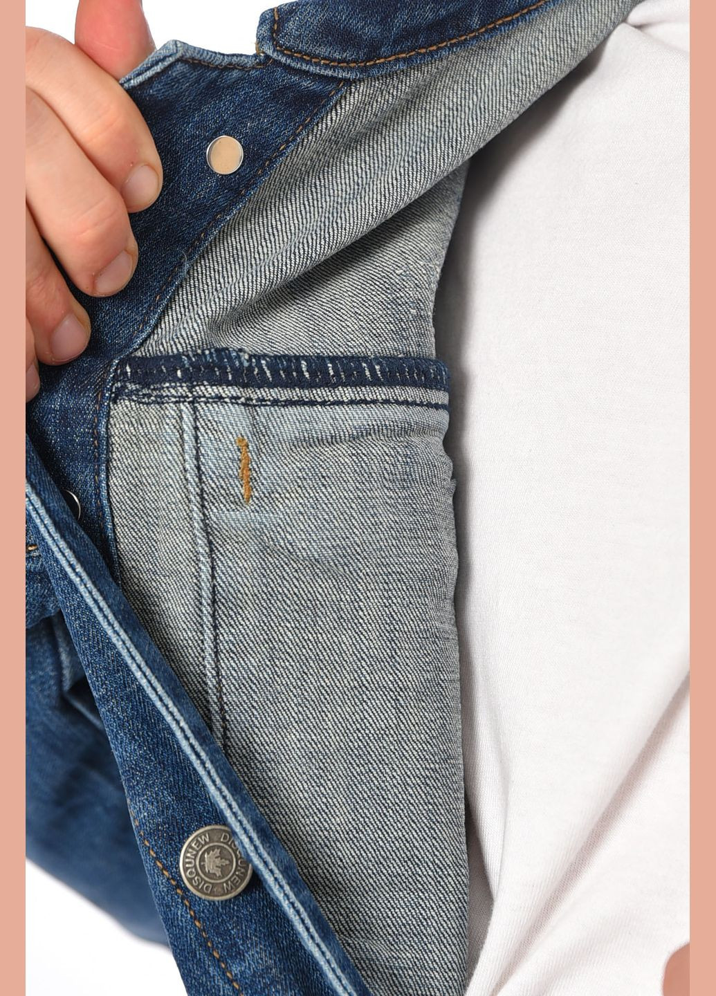 Синяя демисезонная джинсовка мужская синего цвета Let's Shop