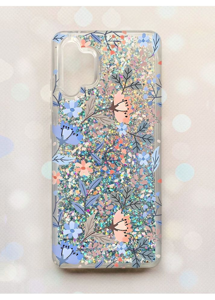 Чохол з плаваючими блискітками Samsung Galaxy A32 Срібний:: Квітковий фон (принт 371) Creative (360690988)