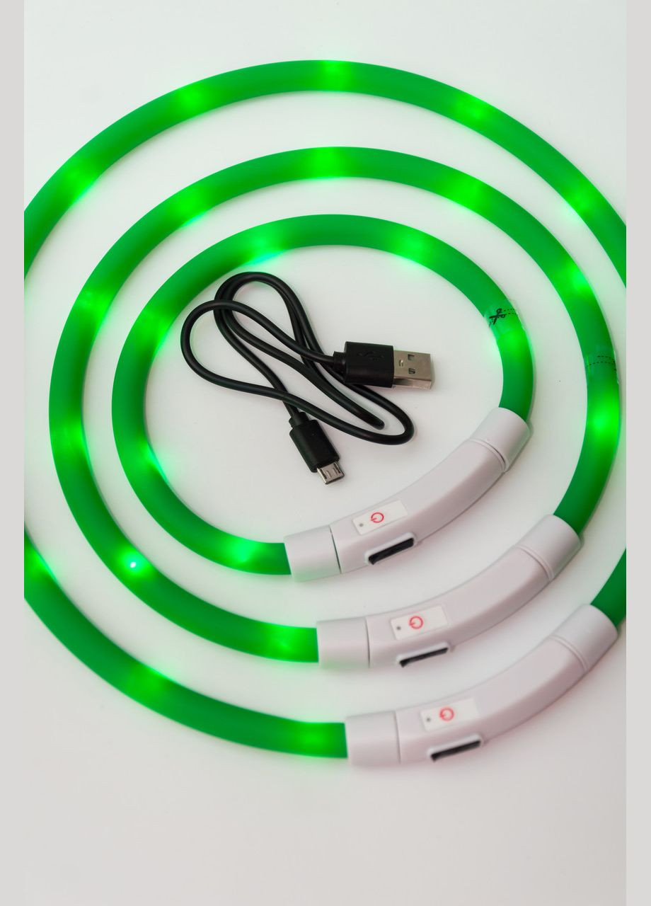 LED нашийник світлодіодний для собак з USB зарядкою 2035 см Зелений No Brand - (323234514)