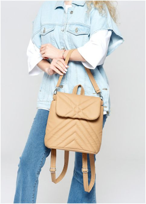 Сумка рюкзак з екошкіри 11л під формат А5 Loft 0SS Бежевий Sambag (301871958)