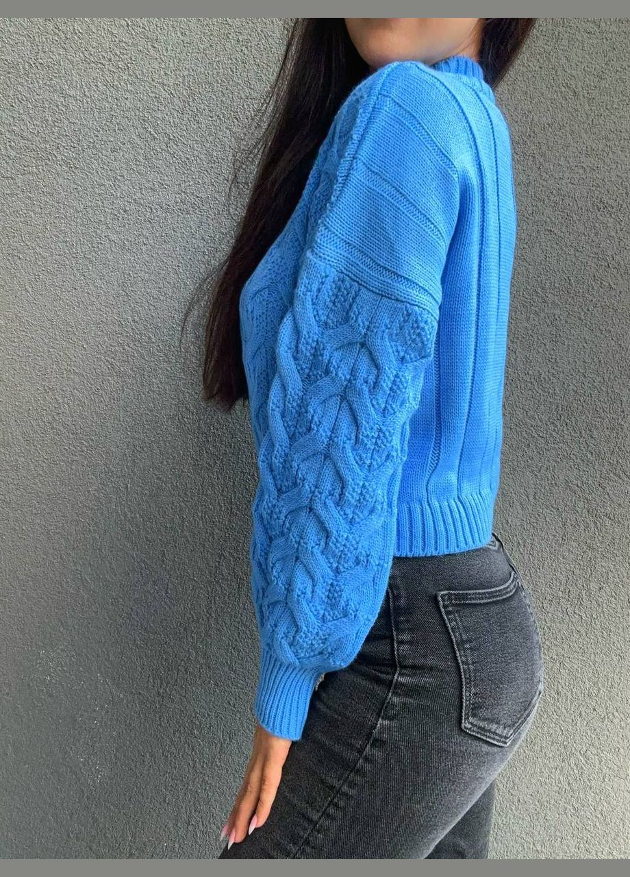 Голубой демисезонный укороченный свитер Vakko