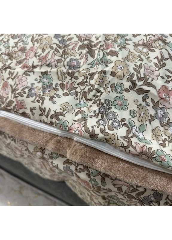 Эксклюзив: постельное белье евро (Сатин/Велюр). Роскошный комплект бежевого с серым цветом 200*230 см. No Brand (370710008)