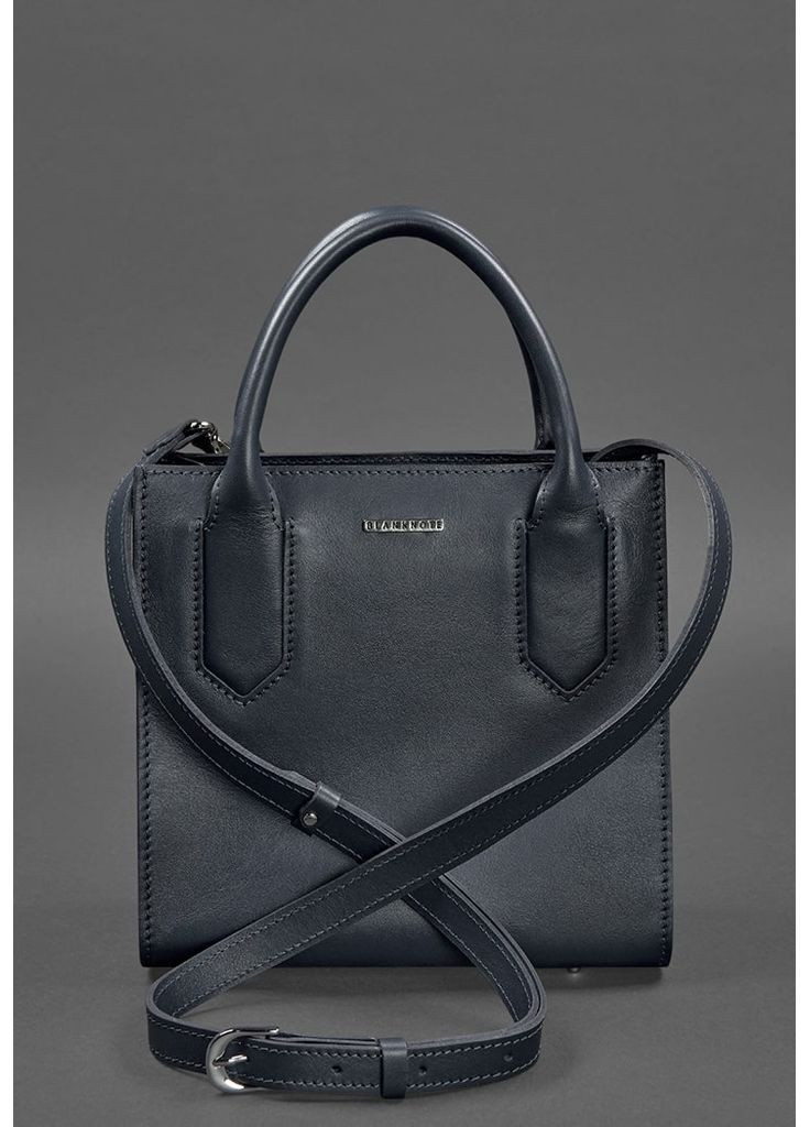 Кожаная женская сумка-кроссбоди темно-синяя BlankNote (348359099)