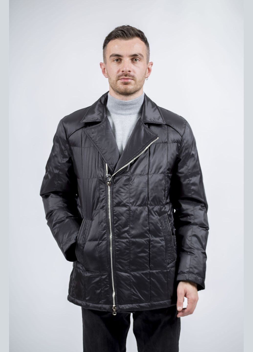 Чорна демісезонна чоловіча стьобана куртка з dupont™ sorona, чорна, casual стиль city class (, ), 31005 No Brand