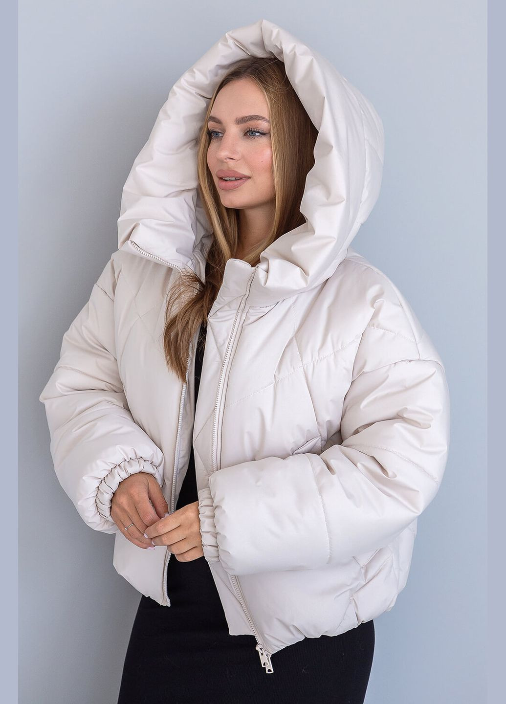 Молочная зимняя зимняя короткая куртка селин MioRichi