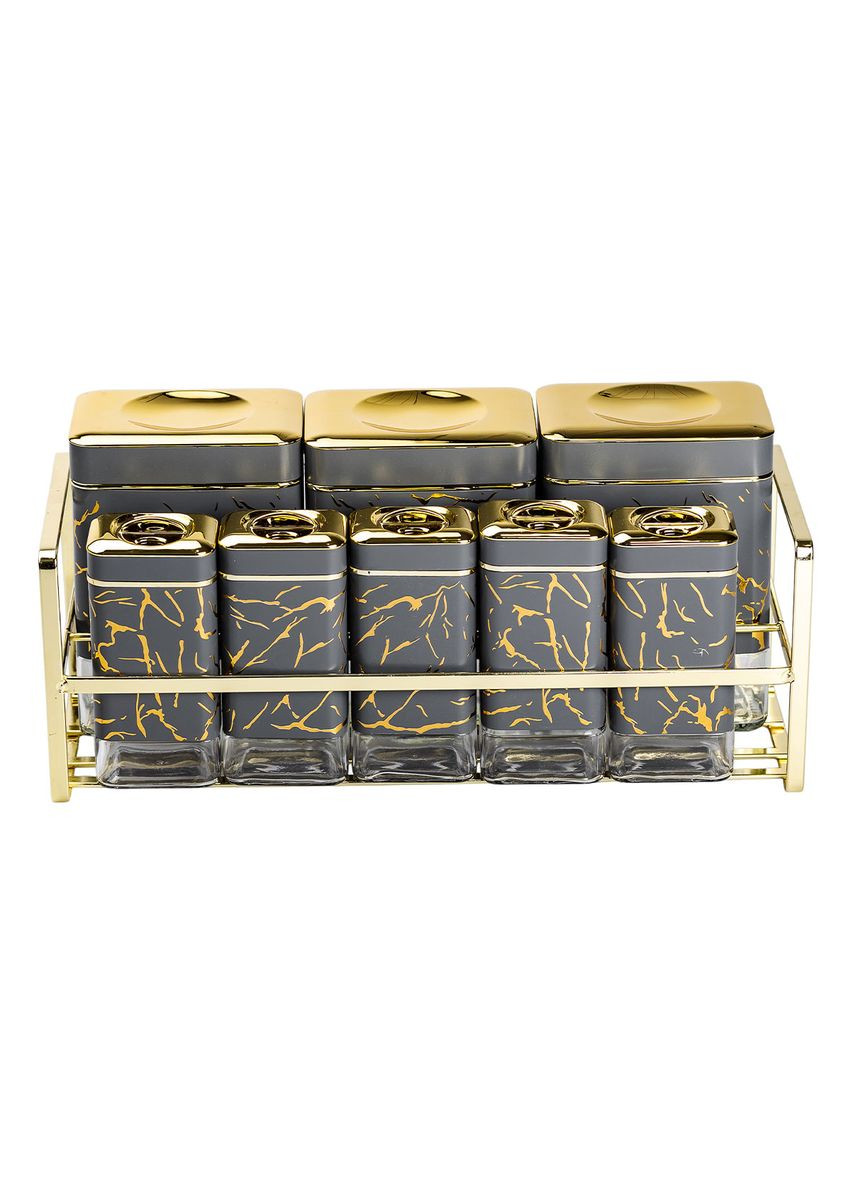 Набір для приправ та спецій на підставці 8 штук з кришками Сірий Yiwu (353304484)