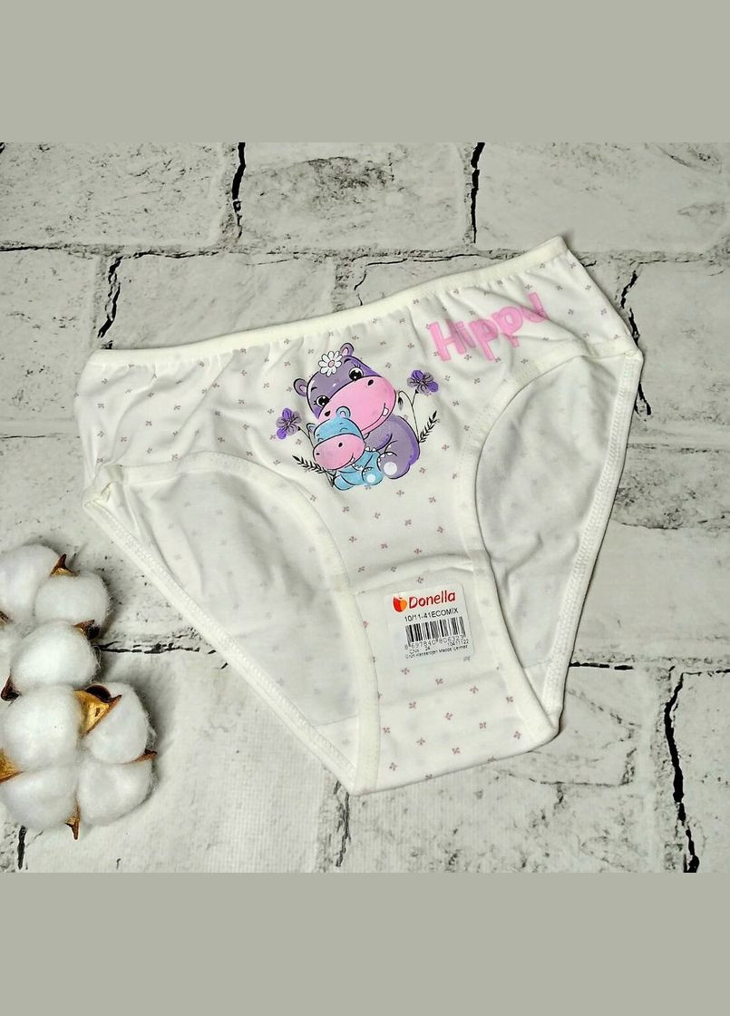 Трусики дитячі для дівчинки бавовняні труси дівчинці 146-152 см 10-11 років Бегемот Молочні Donella (327367774)