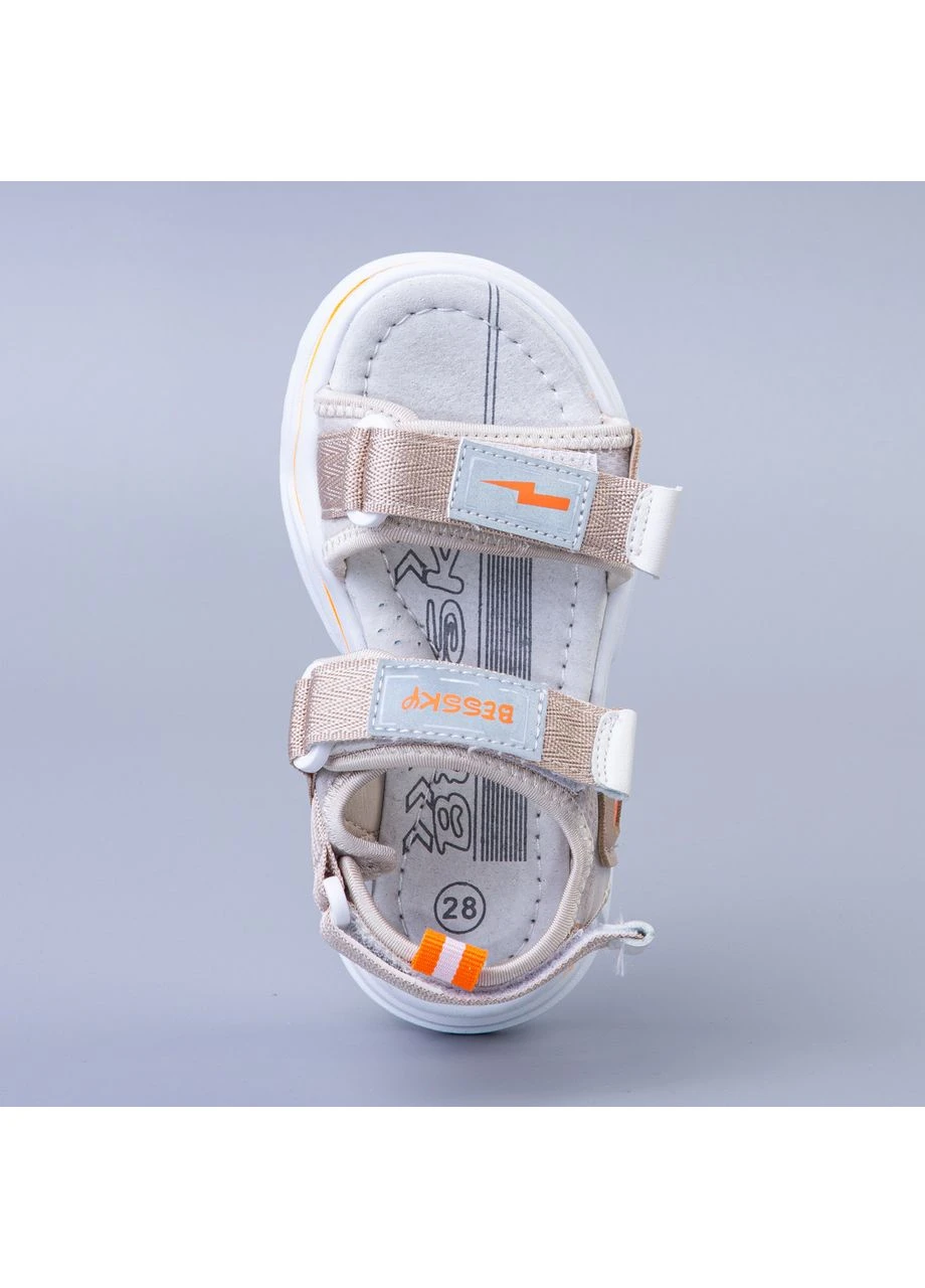 Бежевые босоножки детские для мальчика бежевые (1519-4) Bessky на липучке