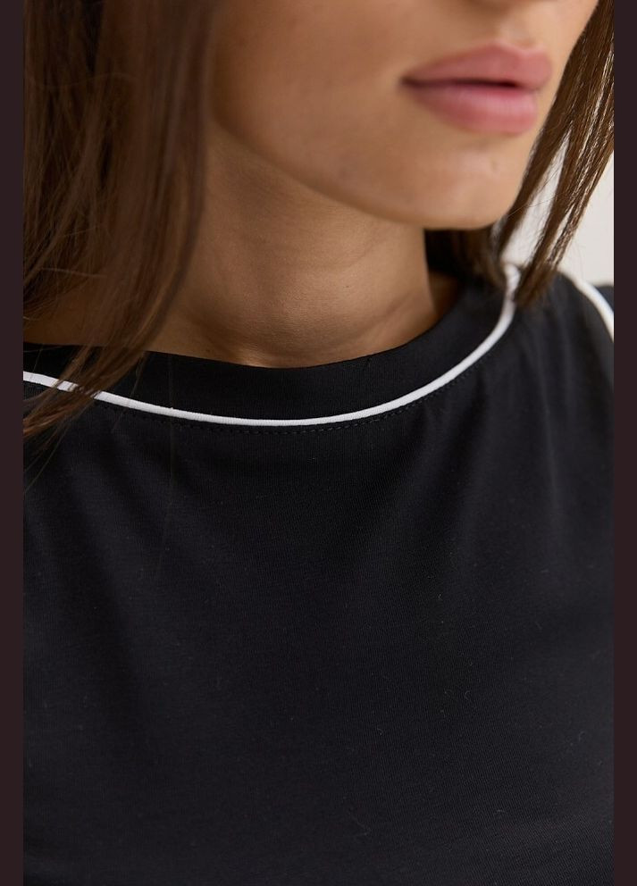 Майка женская чёрная с белой окантовкой супрем MKAR69291-3 Modna KAZKA — 336932113