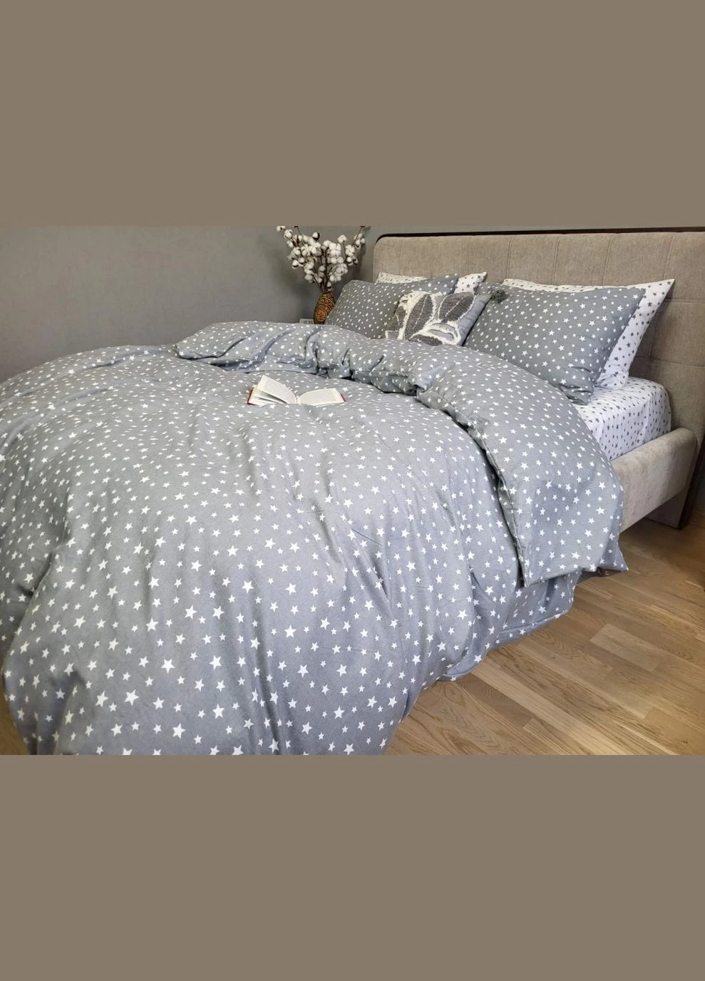КПБ Комфорт-текстиль Фланель Зіронька сірий 145x215 см 70x70 см ( КТ_pvu_6161_38_70x70 ) Комфорт-текстиль Фланель Зіронька сірий (316084787)