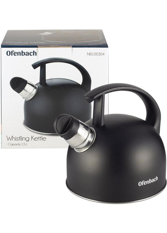 Чайник Magic Kettle 1.5л з нержавіючої сталі зі свистком, чорний матовий Ofenbach (372173277)