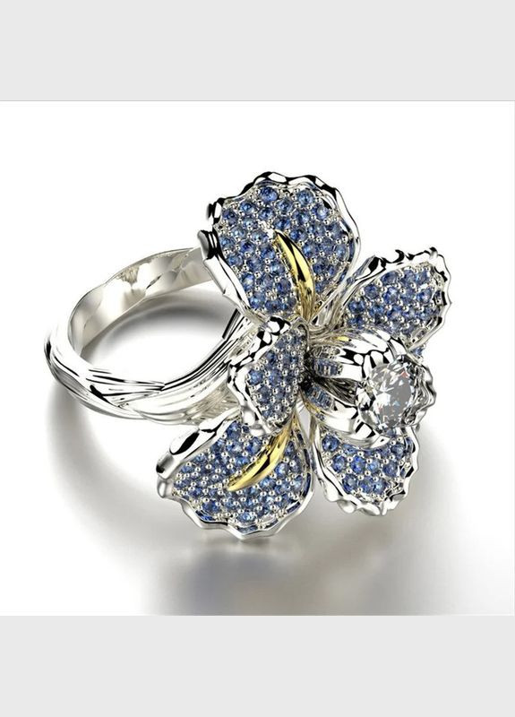 Каблучка жіноча вишукана та модна каблучка для дівчини срібна квітка з фіанітами р 18 Fashion Jewelry (285814486)