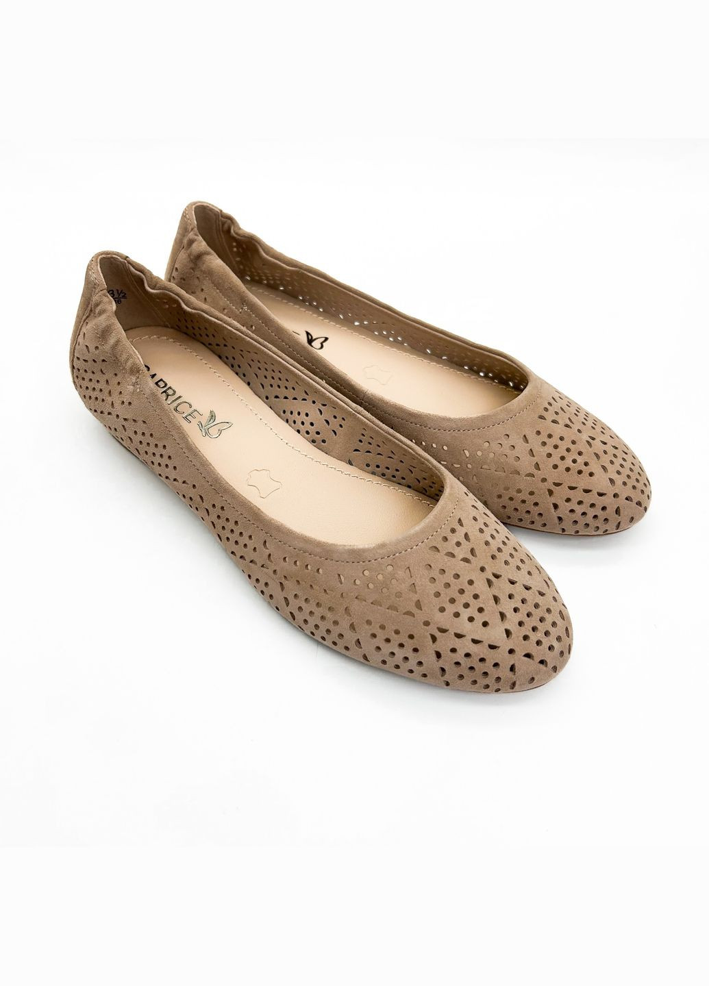 Женские балетки (р) замша 0-1-1-22101-44-317 Caprice | бежевые (328836791)