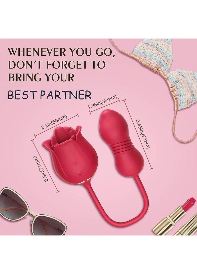 ХІТ 2024 ВІБРАТОР Подвійний з язичком,та ротацією фалоса Троянда Valery No Brand (301909399)
