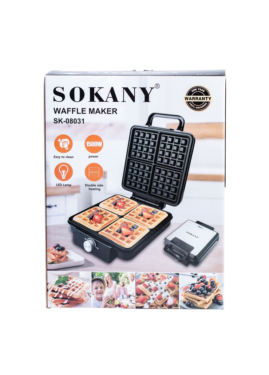 Вафельниця для товстих вафель SK-08031 з антипригарним покриттям 1500 Вт Sokany (339672382)