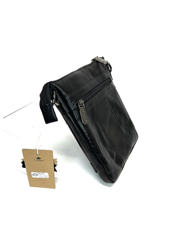 Шкіряна маленька чоловіча чорна сумка органайзер через плече з кишенями No Brand (316715471)