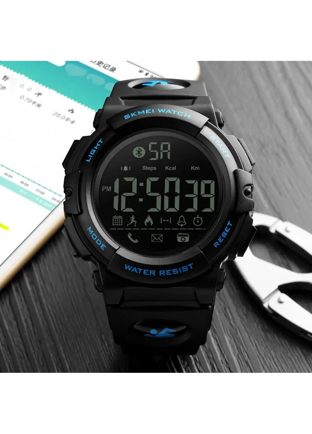 Чоловічий спортивний наручний годинник 1303 з крокоміром Синій Skmei (314484101)