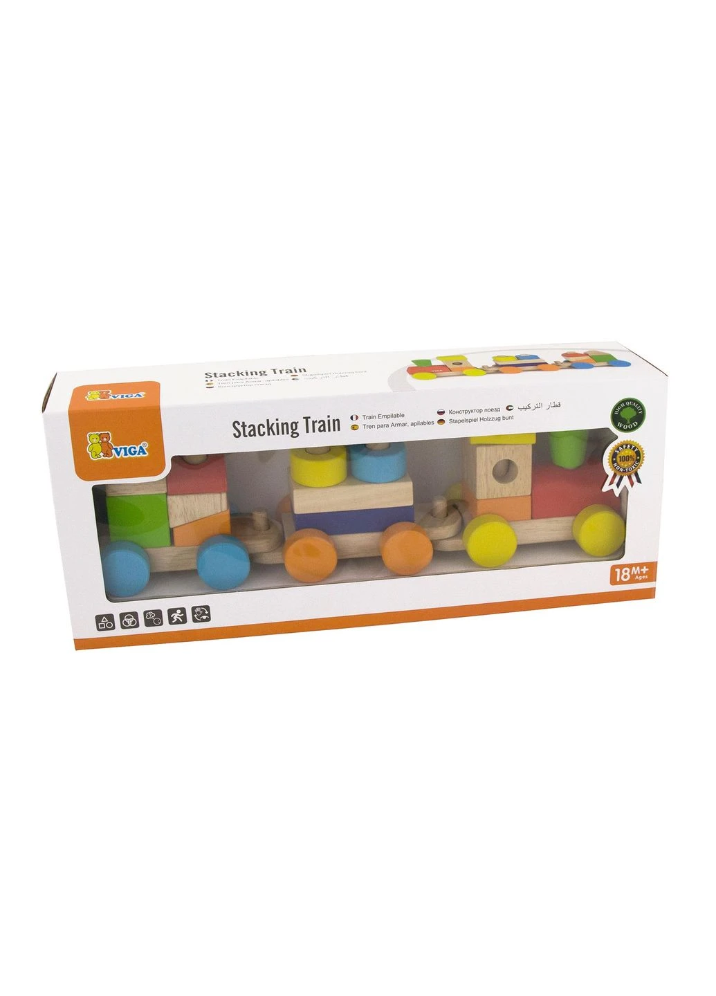 Дерев'яний поїзд Кольорові кубики (51610) Viga Toys (339781408)