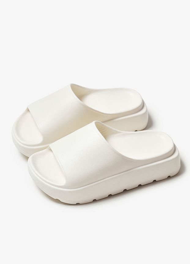 Светло-бежевые шлепанцы тапочки женские на танкетке eva. бежевые No Brand