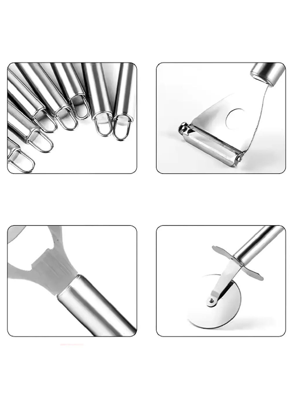 Комплект кухонных принадлежностей 20 штук с подставкой механической точилкой для ножей ножеточкой (480879-Prob) Черный Unbranded (346389804)