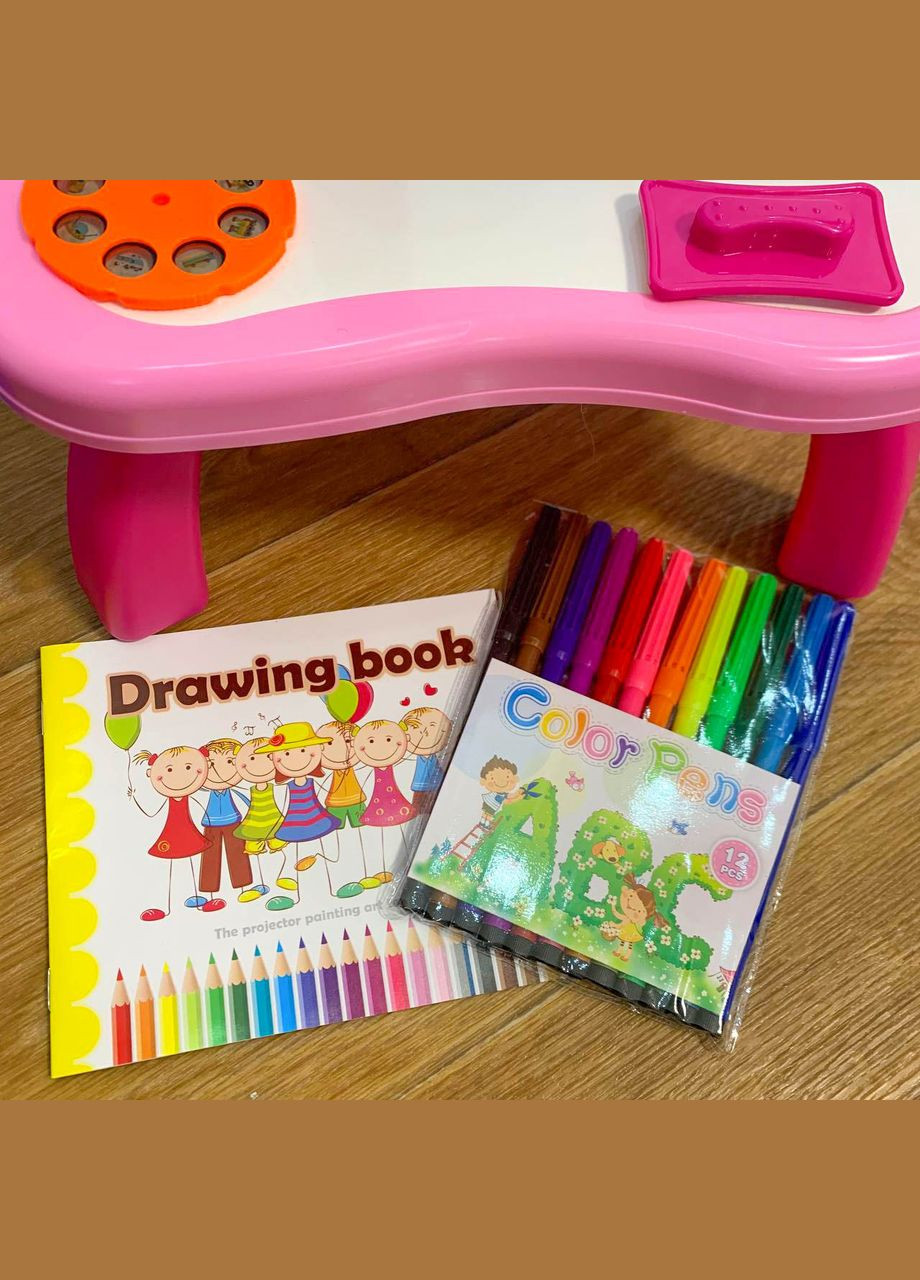 Дитячий проектор для малювання з музикою, 24 картинки, 12 фломастерів, 2 кольори Limo Toy (339100886)