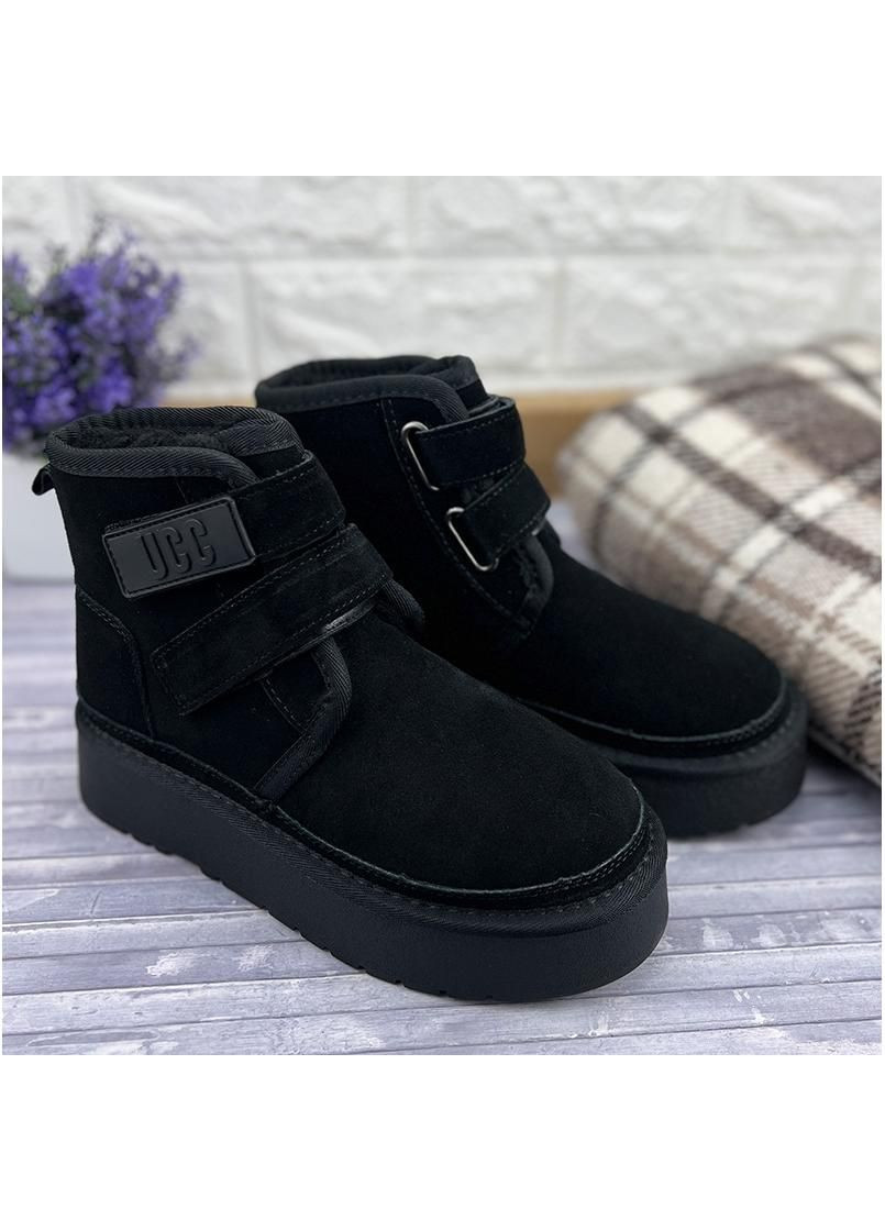 Уггі жіночі на платформі замшеві липучка Е-00501-1 Чорні No Brand (311603708)