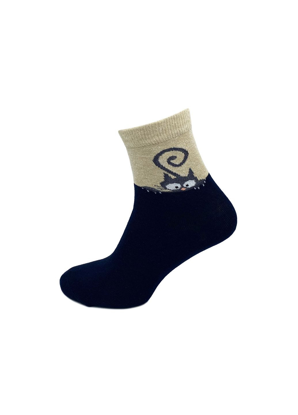 Комбинированные носки женские, высокие. котик хвостатый. комплект из 3х пар. цвет: цветной микс. Крокус анималистичные (336948572)