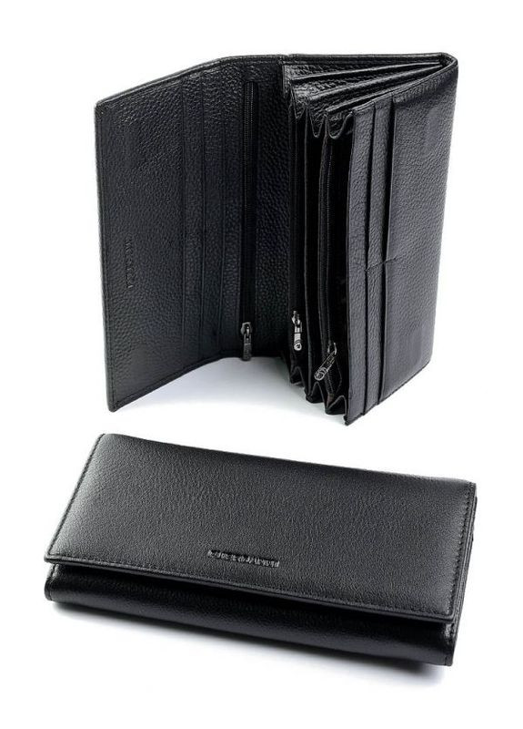 Жіночий шкіряний гаманець чорний No Brand (292920455)
