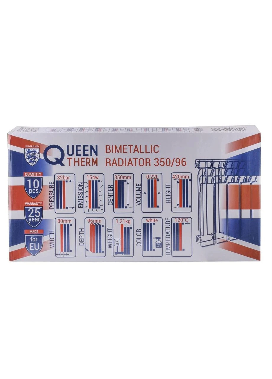 Радіатор біметалевий секційний 350/96 (кратно 10) QUEEN THERM (392251904)
